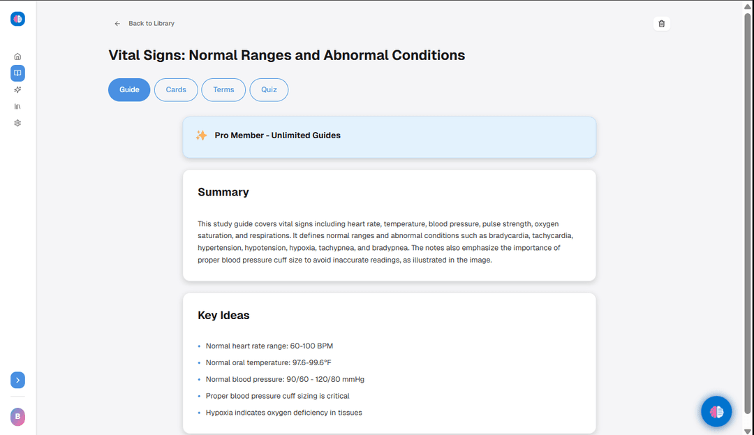Study guide interface